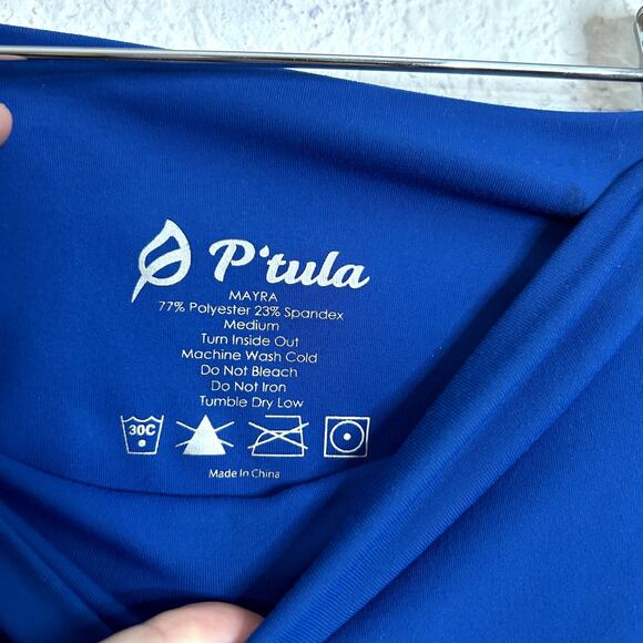 P'Tula Mayra Legging Womens Size Medium Pacific Blue EUC Activewear Yoga Running - Picture 7 of 7